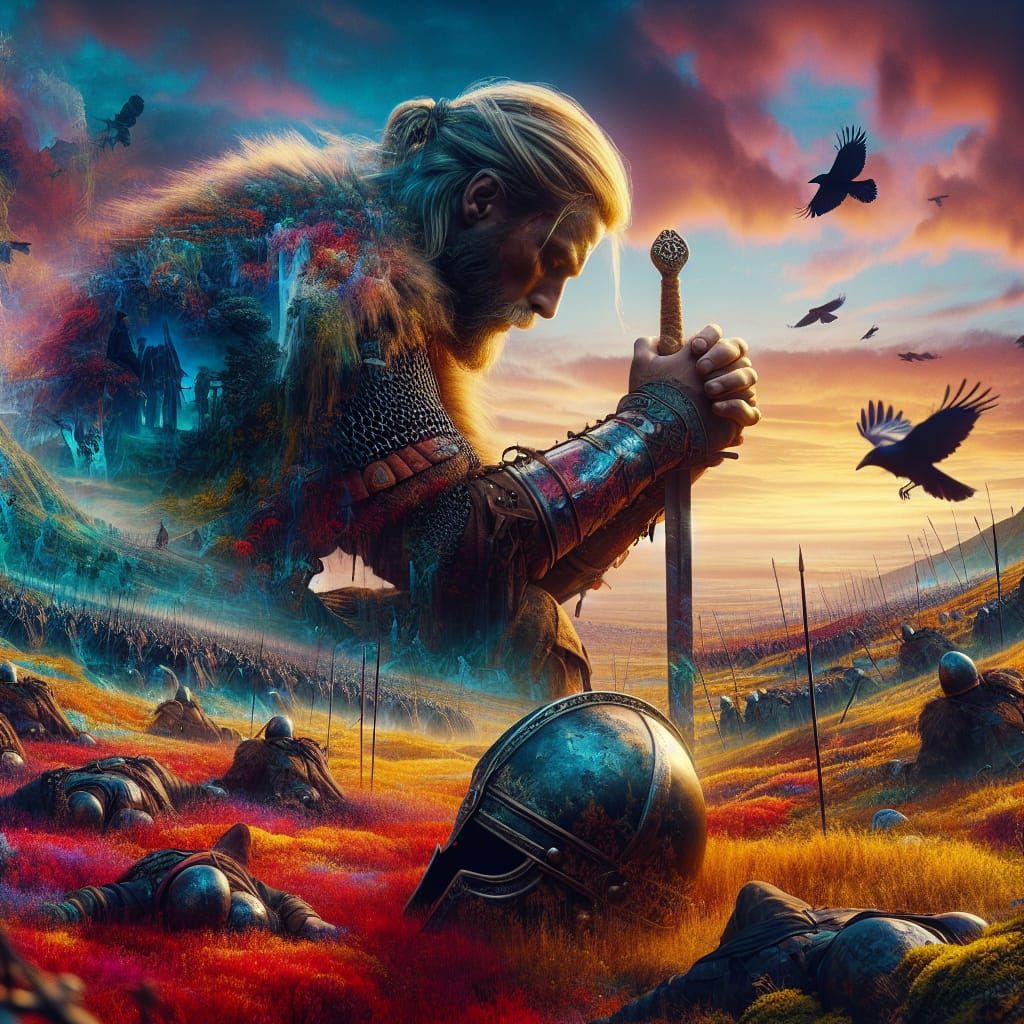 Saxon warrior at end of battle