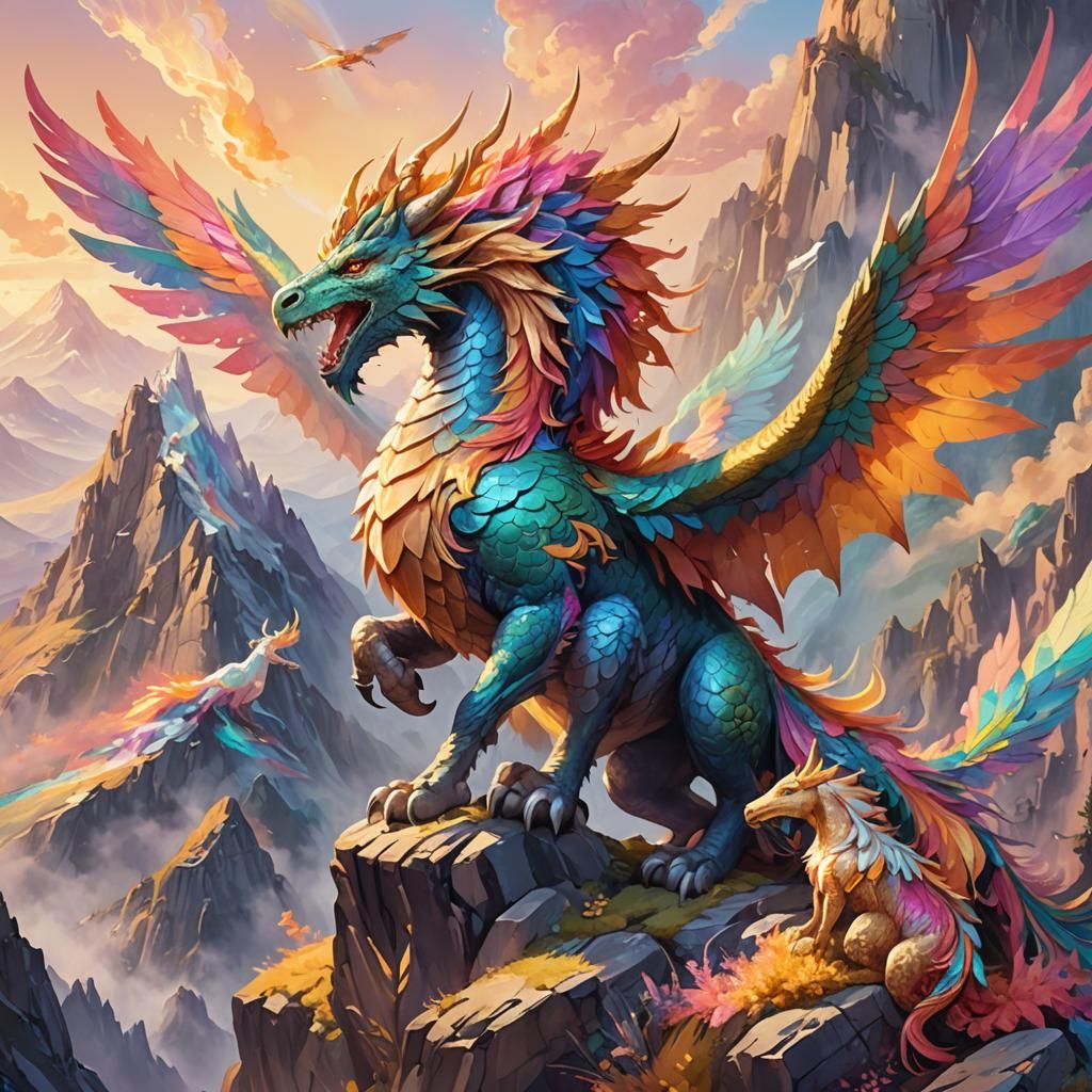 Fantasy Creatures: Dragon, Unicorn, and Phoenix