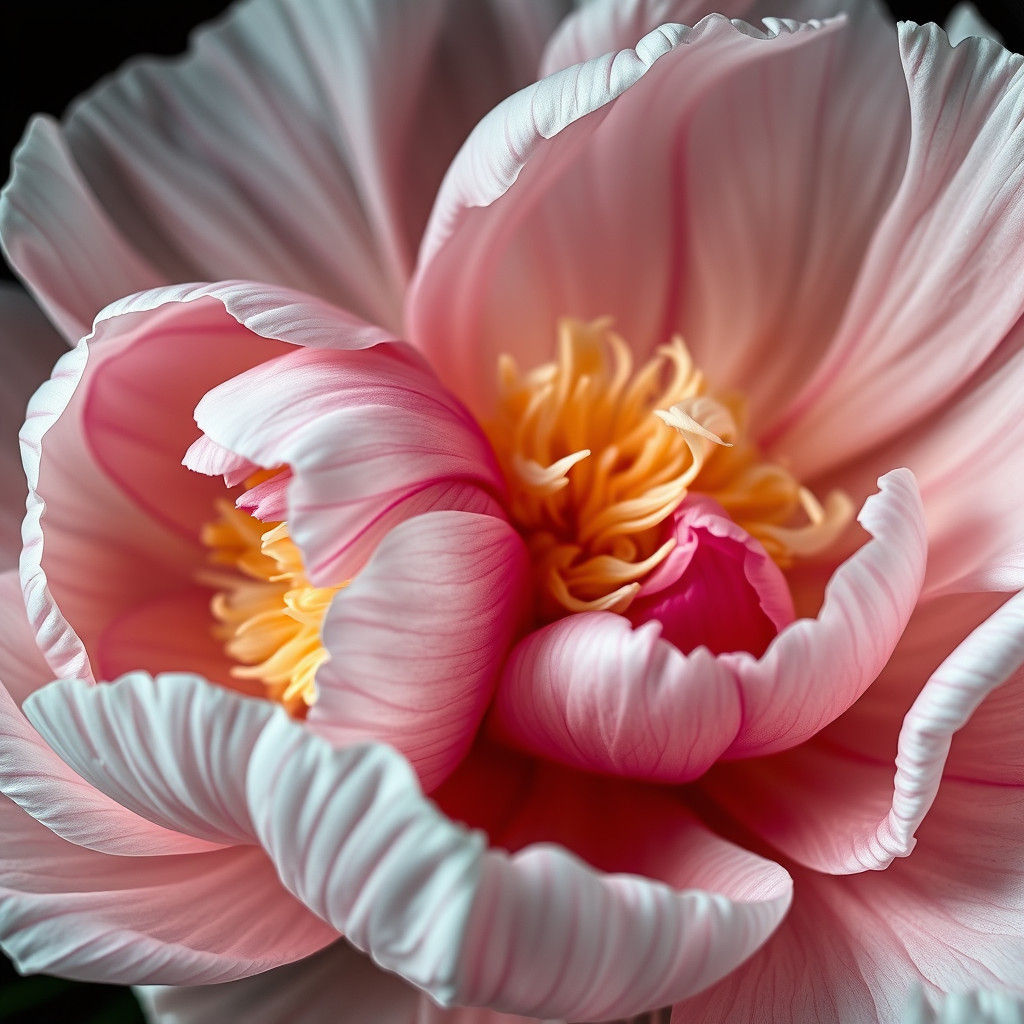 Softly Lit Peony Petals in Still Life Style
