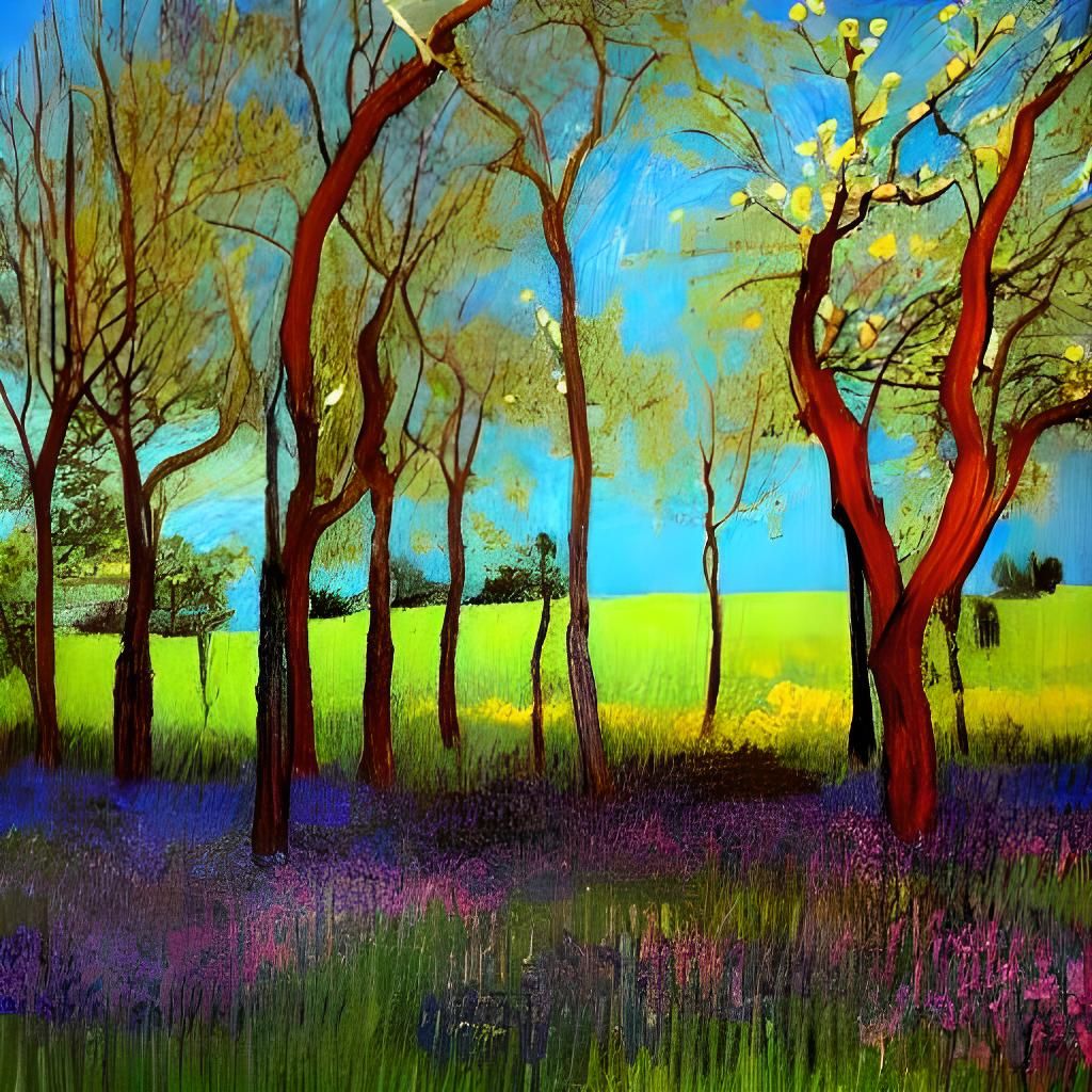 Ancient Tree with Cherry Blossoms in Full Bloom