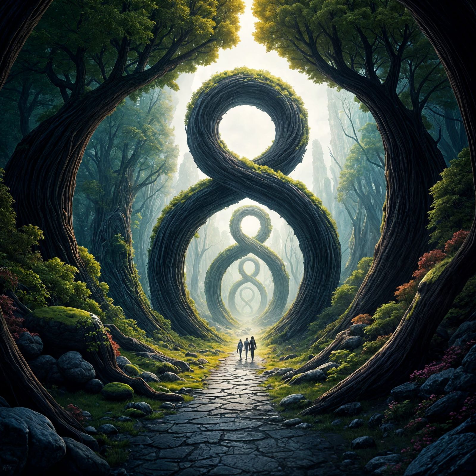 Infinity Forest in Vibrant, Detailed Surrealism