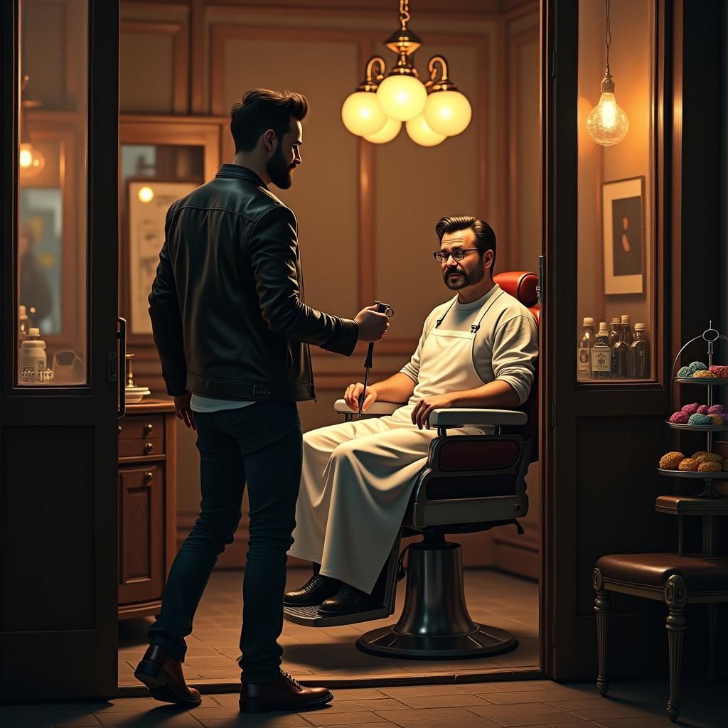 Retro Barber Shop Welcome in Digital Matte Painting