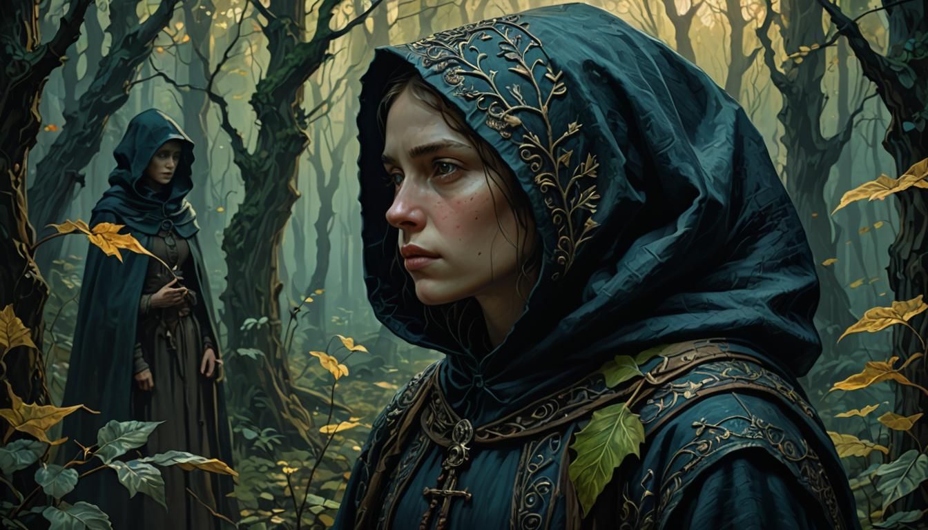 Maiden and Death in Mystical Forest