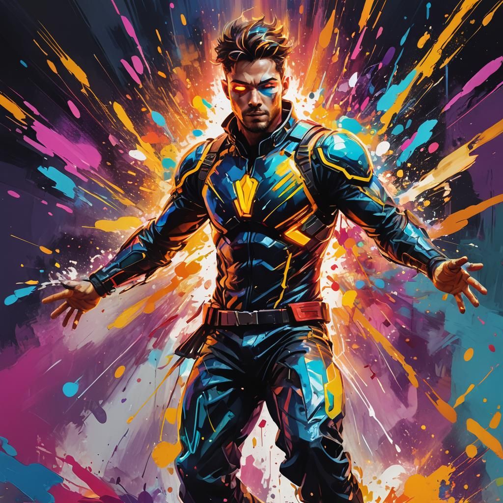 Dynamic Hero Posing in Anime-Inspired Splash Art