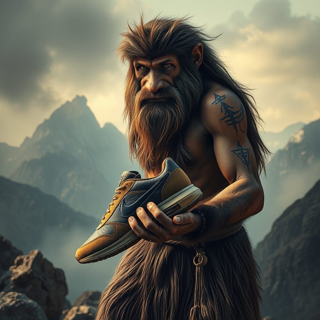 Savagely Modern Caveman Wears Nike in Ancient Landscape