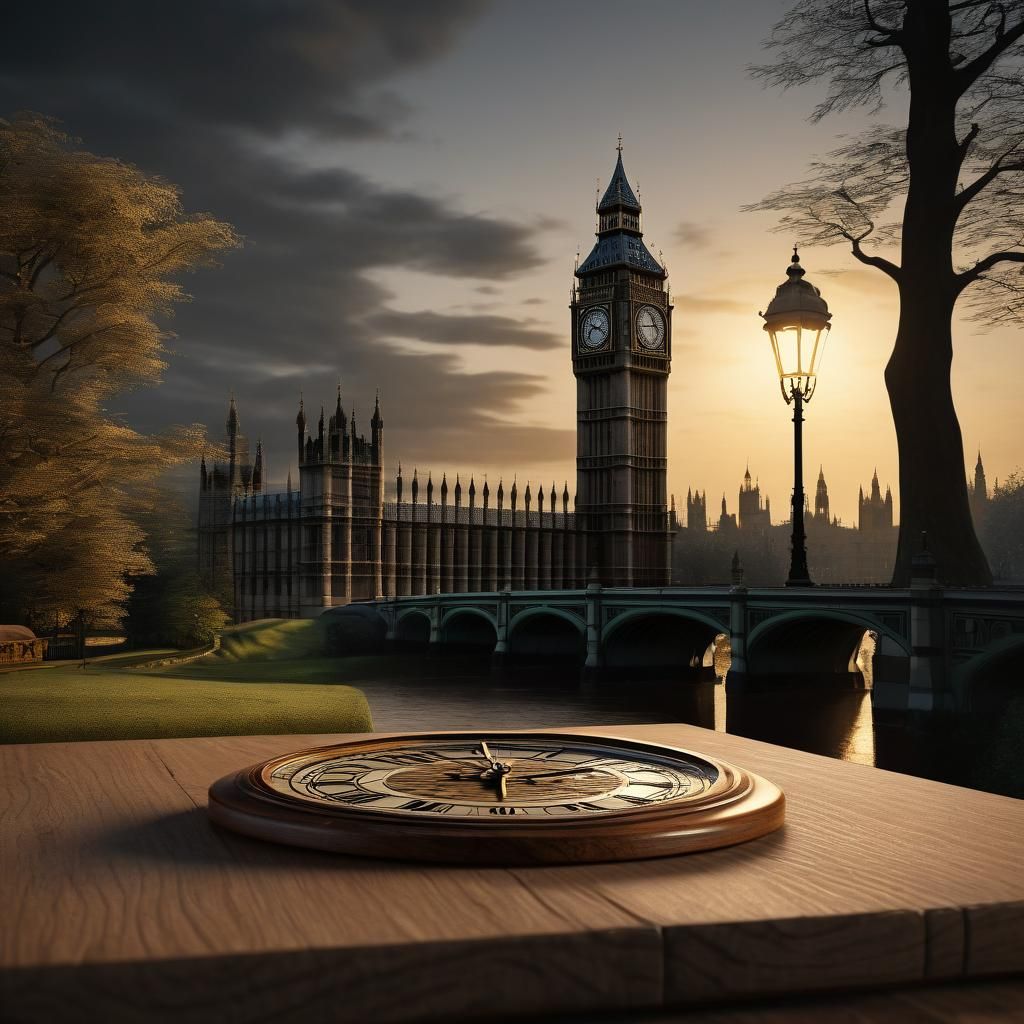 Detailed Wood Carving of Big Ben in England