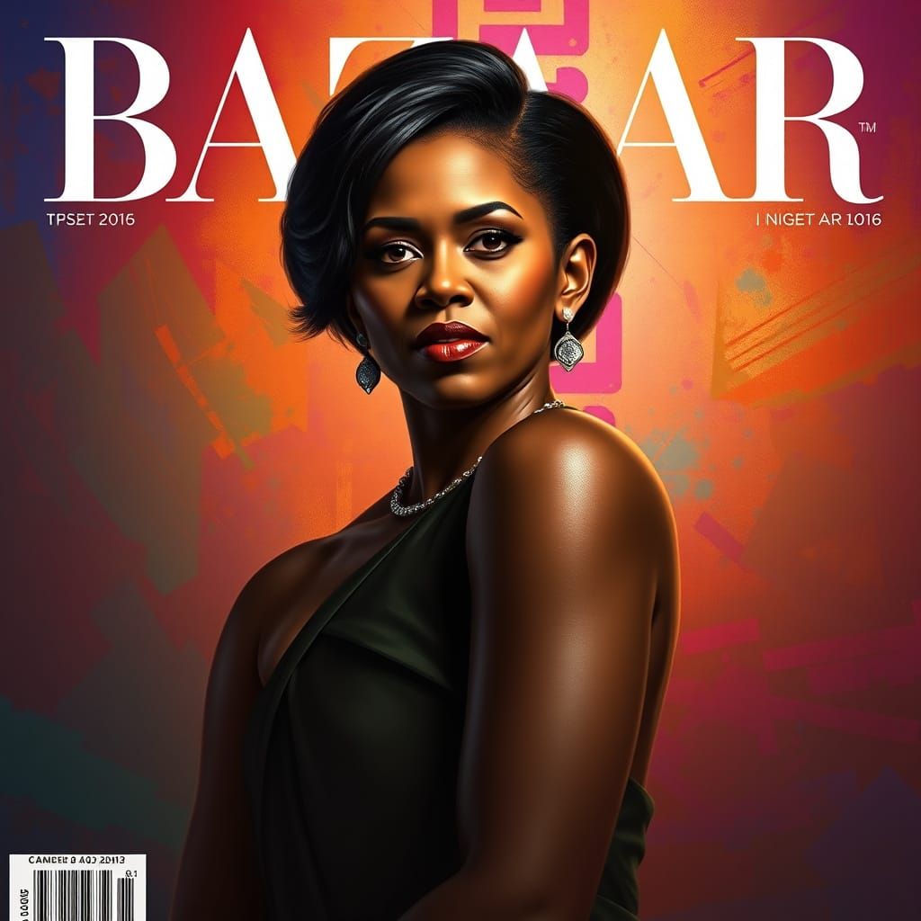 Michelle Obama on 'Bazaar' Cover in Hyperrealism Style
