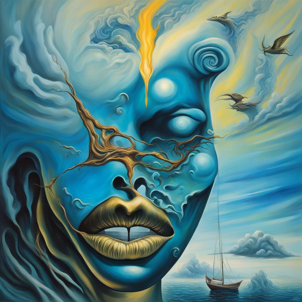 Surrealist Love and Support in Melting Canvas Style