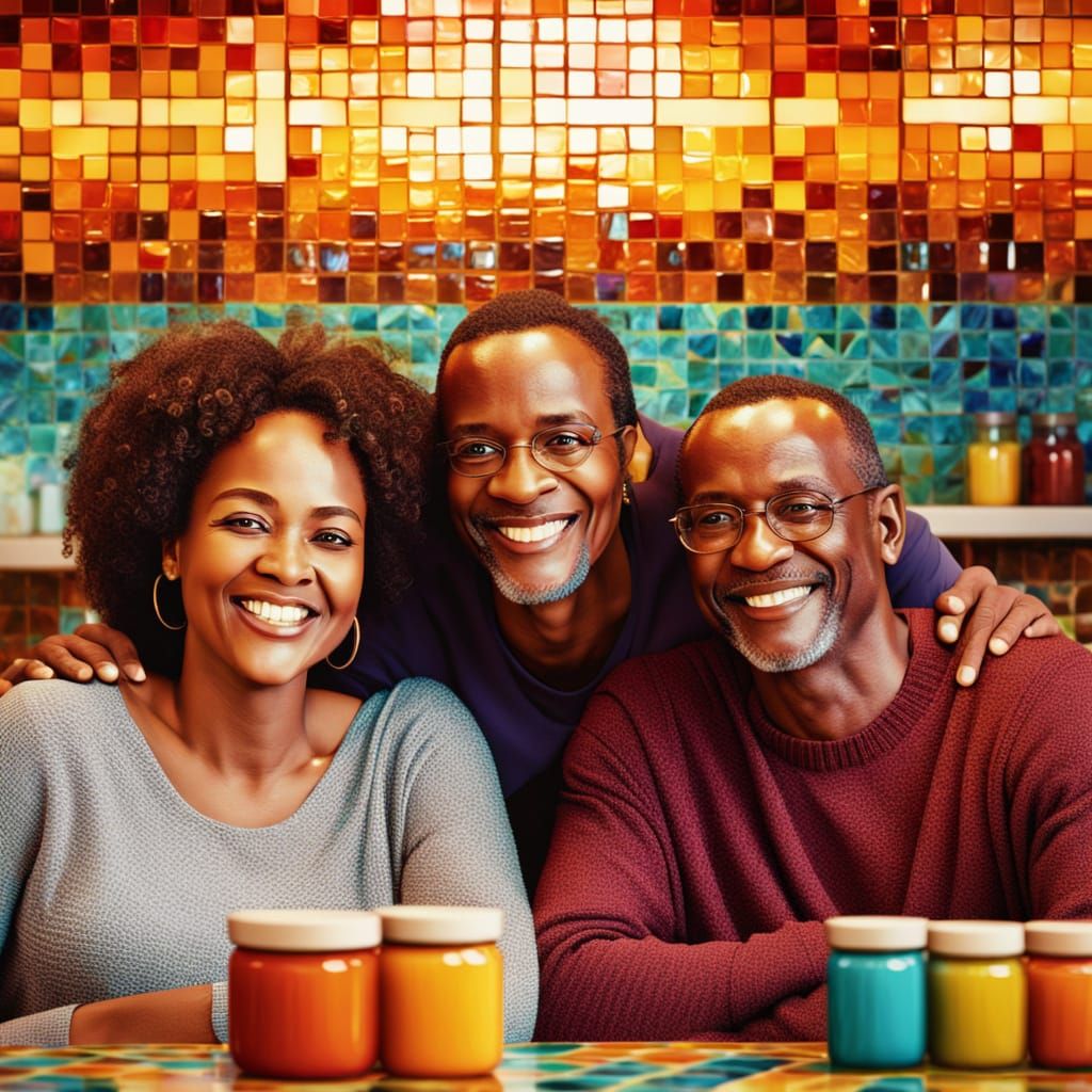 Joyful African American Couple in Vibrant Digital Art