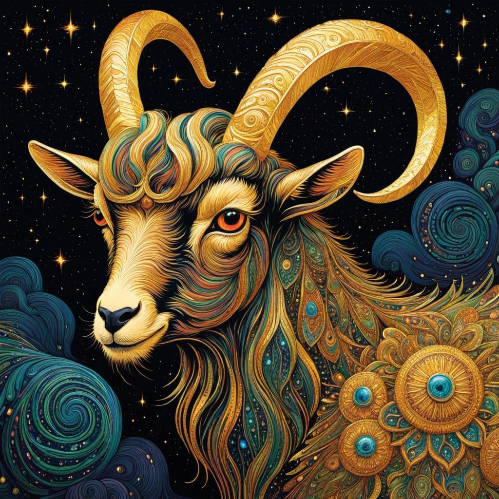 Psychedelic Golden Goat Art