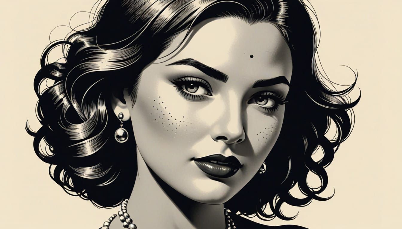 Elegant Lady in Halftone Art
