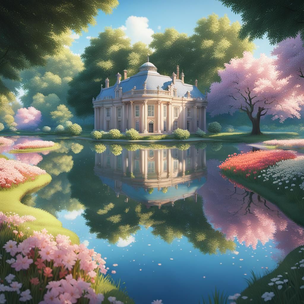 Anime Lake Scene in Essex, 3D Render