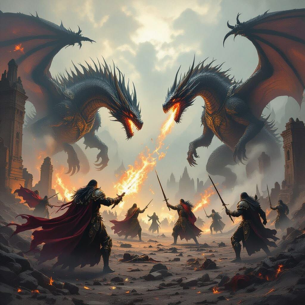 Epic Fantasy Battle: Vampires, Sorcerers, and Dragons