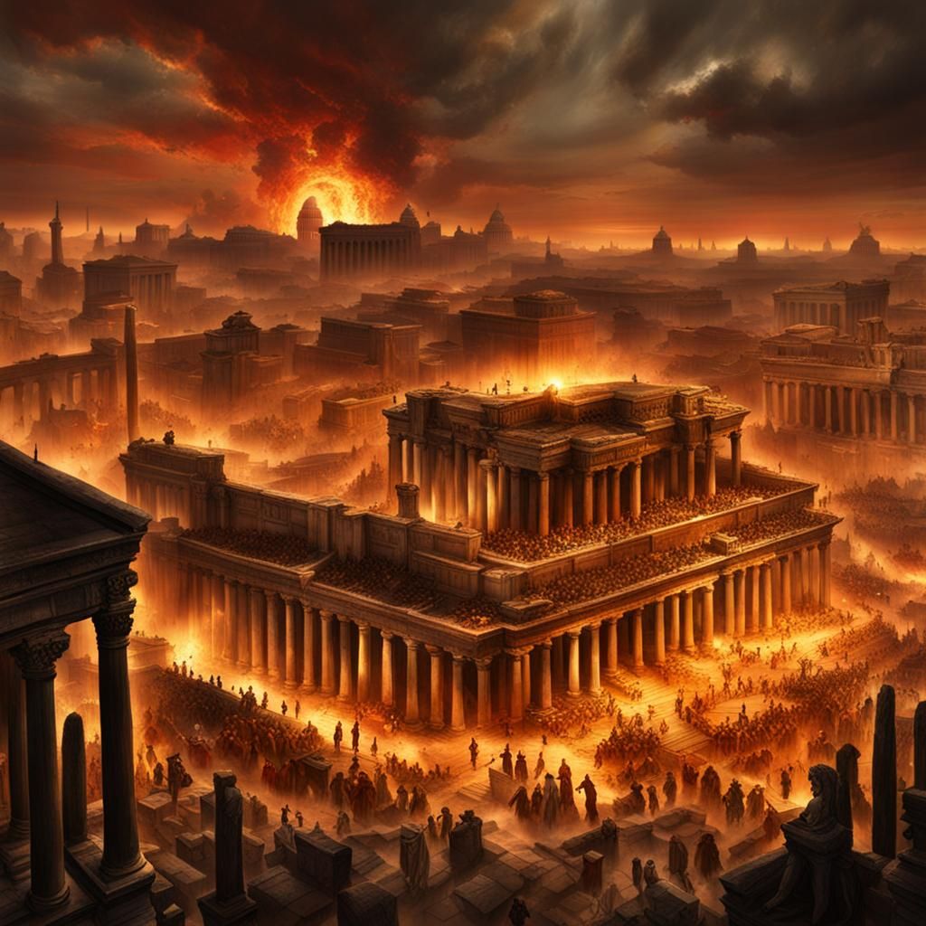 Titan Battle in Burning Roman City