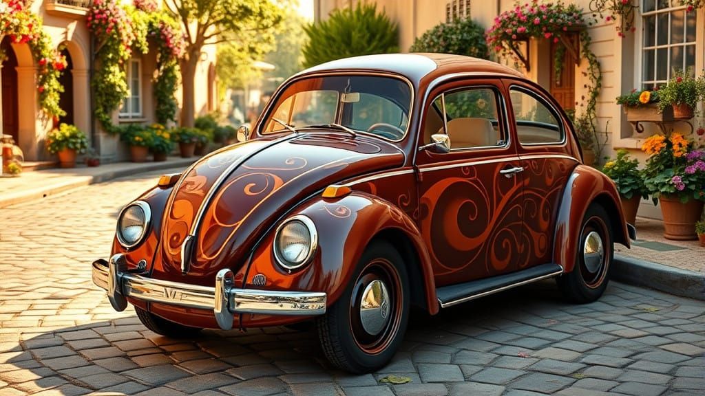 Chocolate Beetle in a Whimsical Storybook Setting