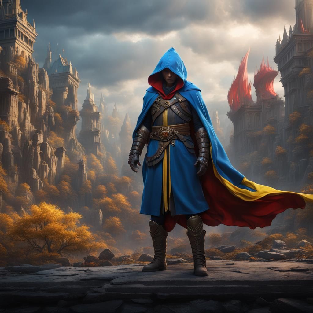 Fantasy Leader in Red and Blue: Matte Painting