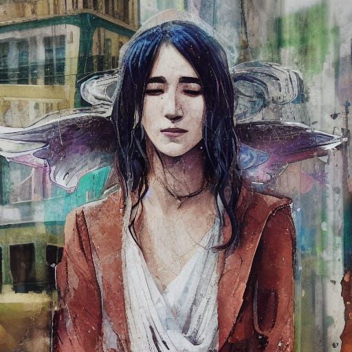 Angel in Despair, Expressive Brushwork