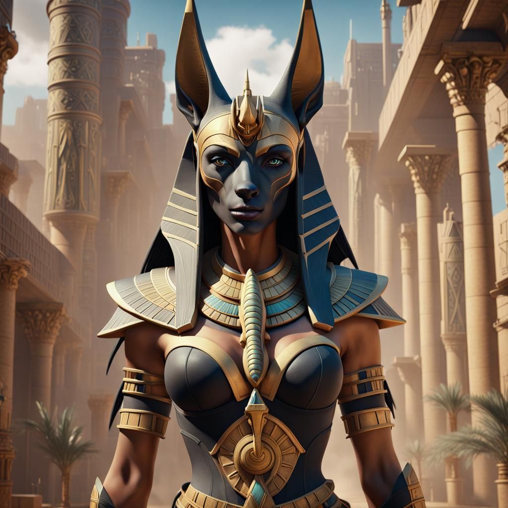 Detailed Female Anubis Fantasy Concept Art