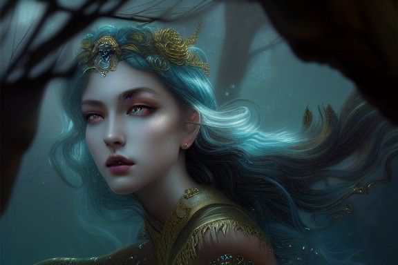 Ethereal Siren Portrait in Digital Painting Style