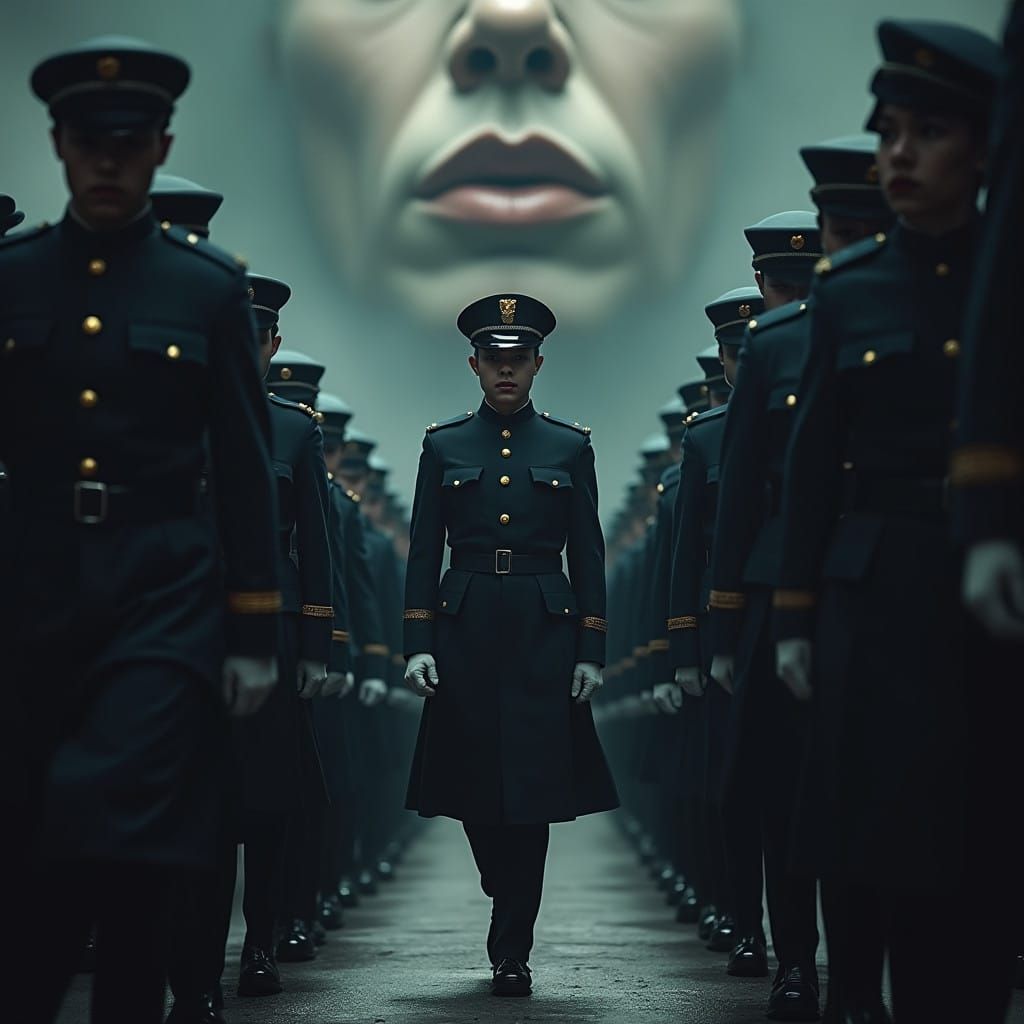 Guard in Moody, Hyperrealistic Digital Art