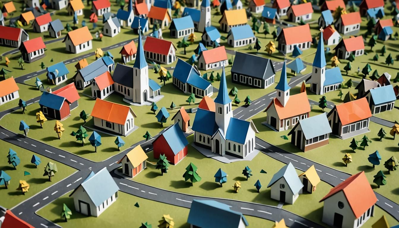 Church Path in Yerseke as Origami Papercraft