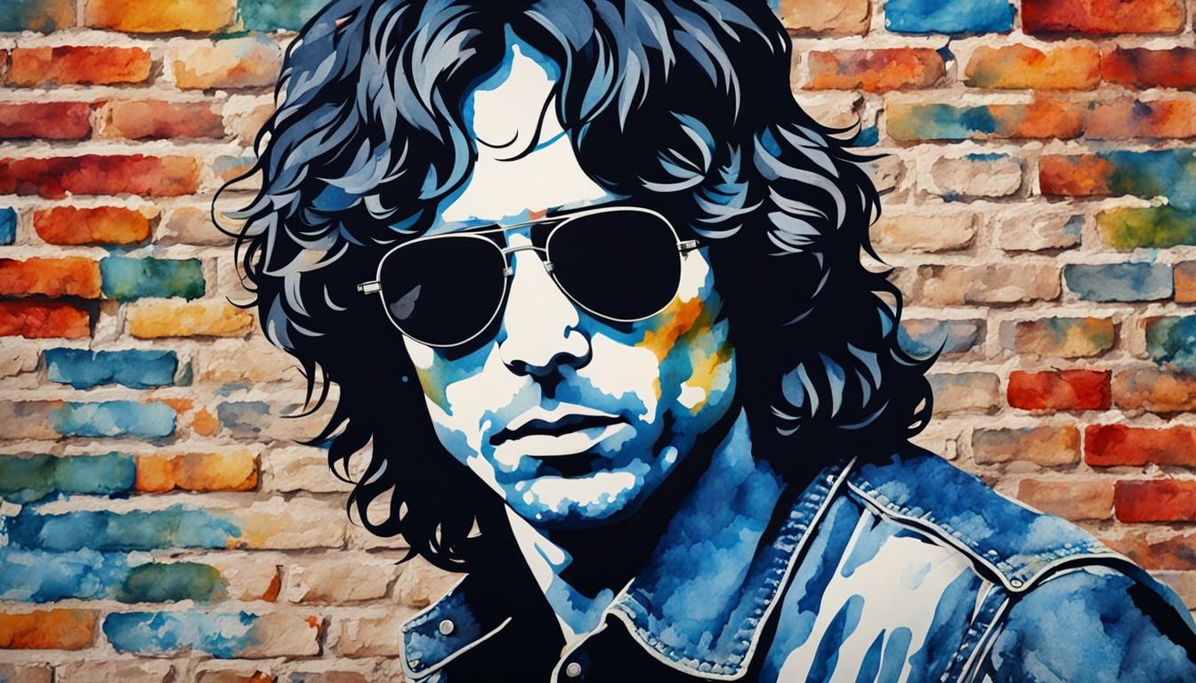 Jim Morrison Portrait with Lizard Mural in Pop Art