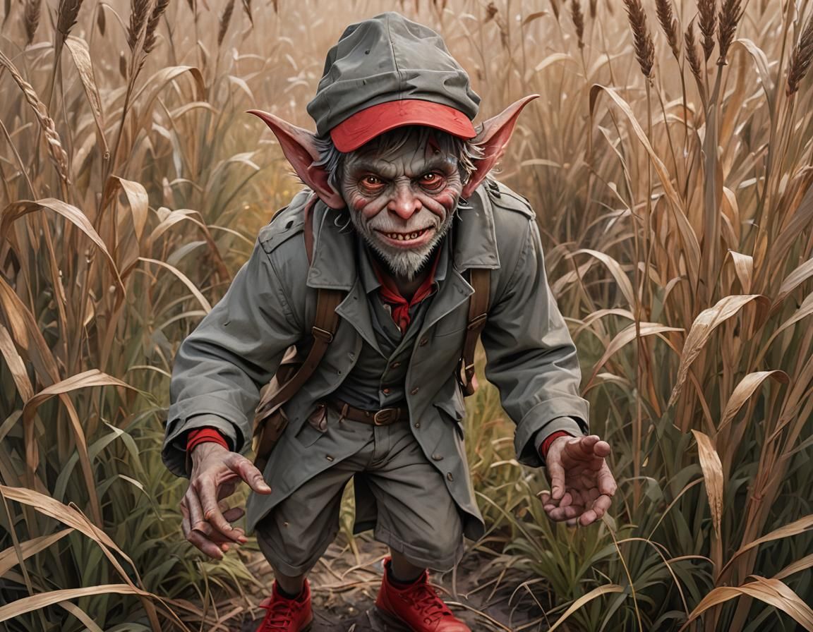 Red Cap Goblin Fairy Portrait in Fantasy Style
