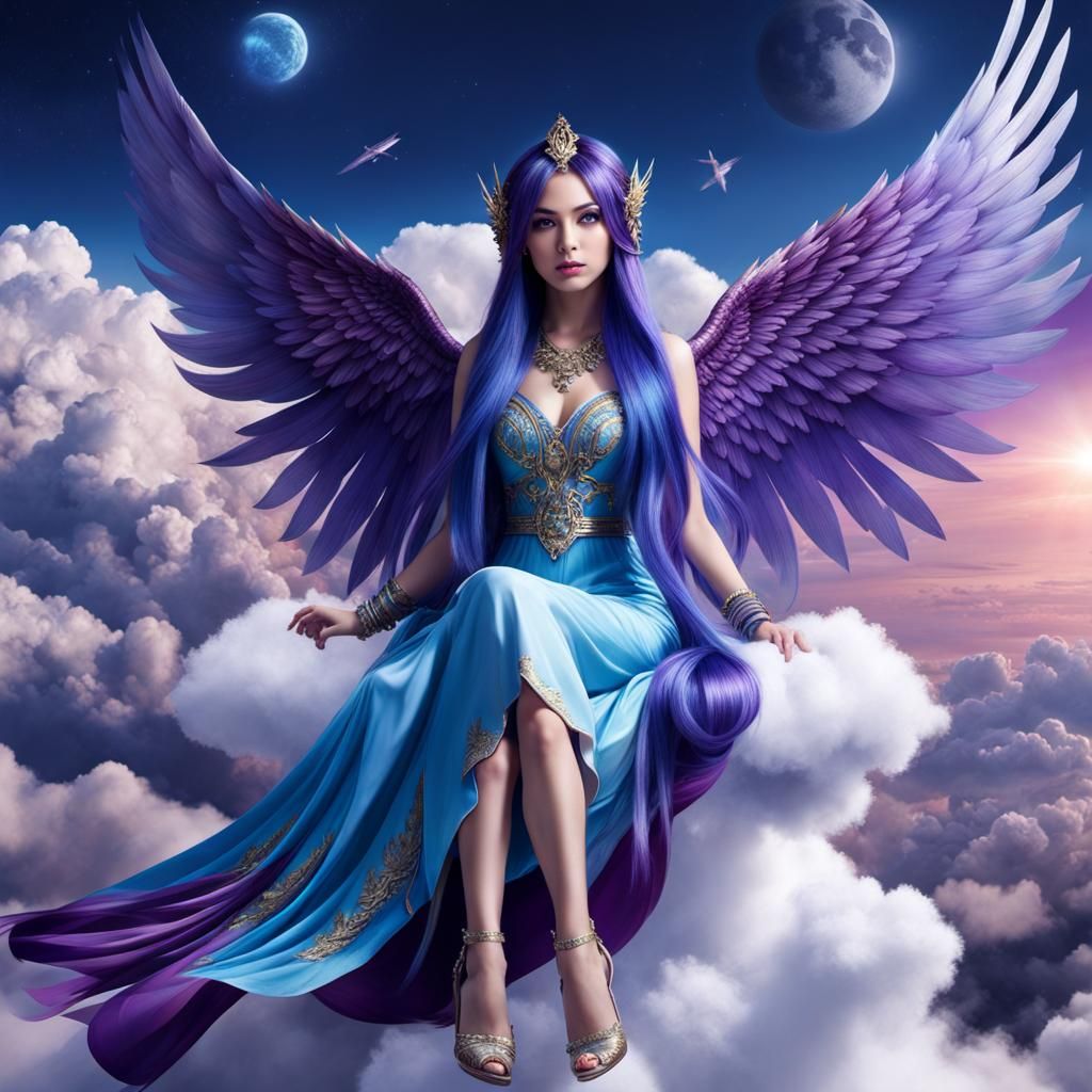 Exotic Woman with Wings in Heavenly 8k