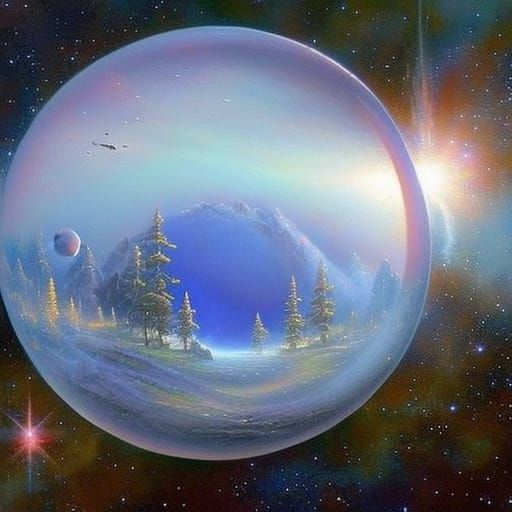 Cosmic Galaxy Orb Through Looking Glass: Ethereal Fantasy