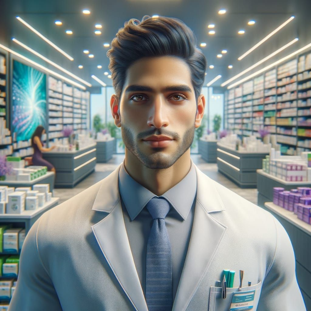 Modern Pharmacy Concept Art in Deep Colors