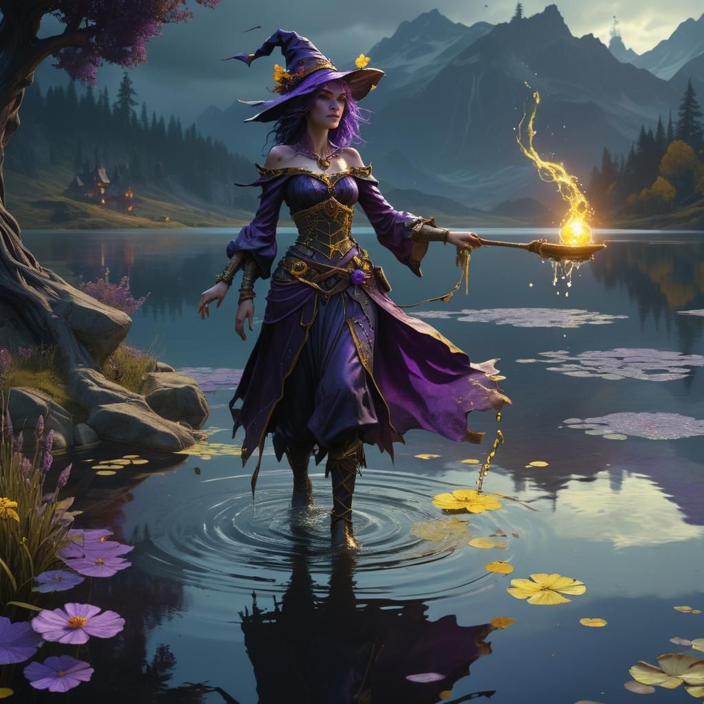 Water Witch by Lake, Dark Fantasy Concept Art
