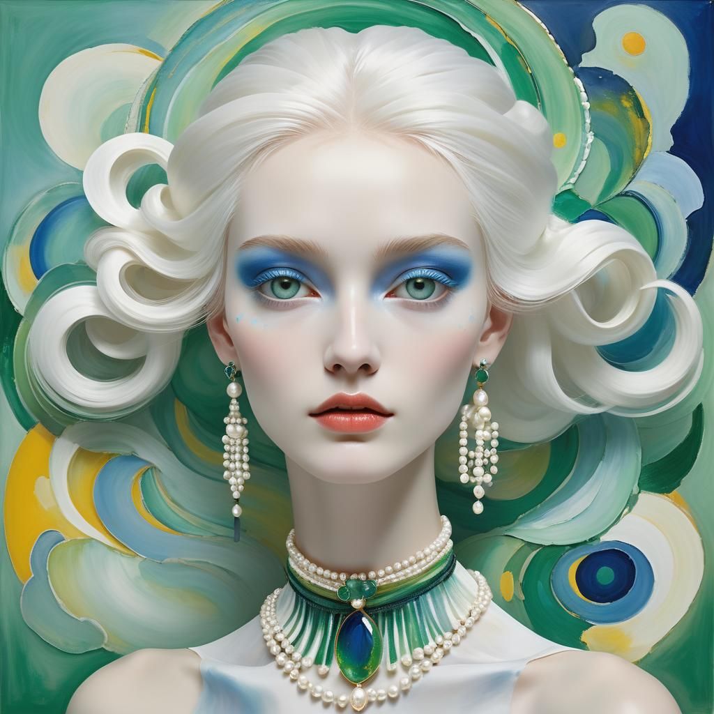 Gemstone Girl in Abstract Expressionist Style