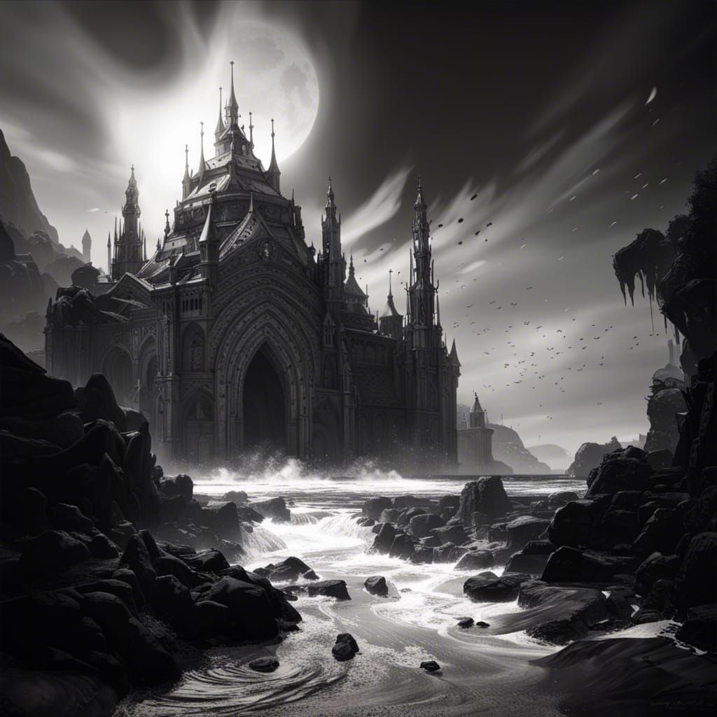 Dark Fantasy Portrait in Black and White