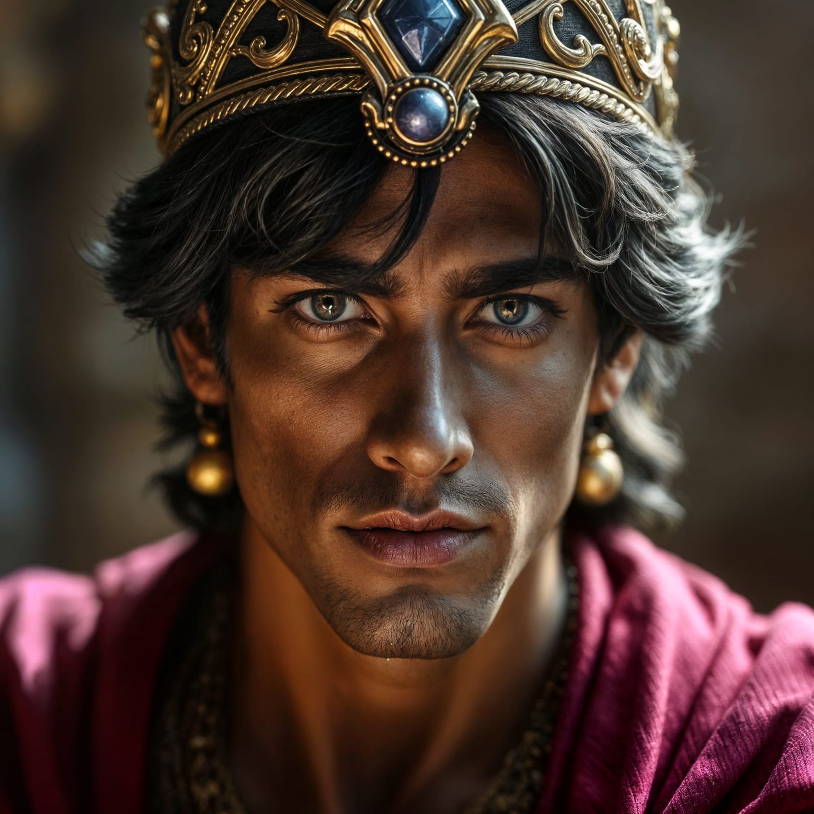 Hyperrealistic Close-up of Prince Aladdin