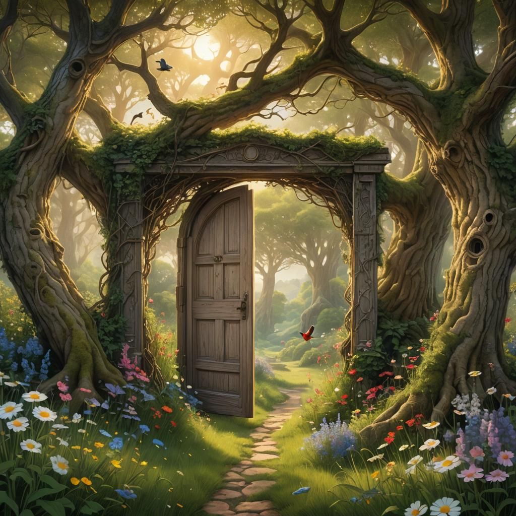 Hidden Meadow Doorway in Ornate Picture Frame