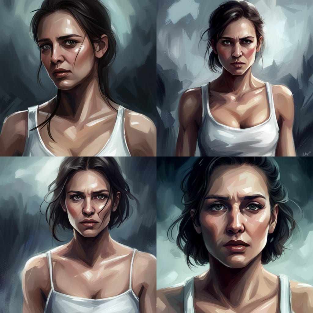 Desperate Woman Portrait in Hyperdetailed Style