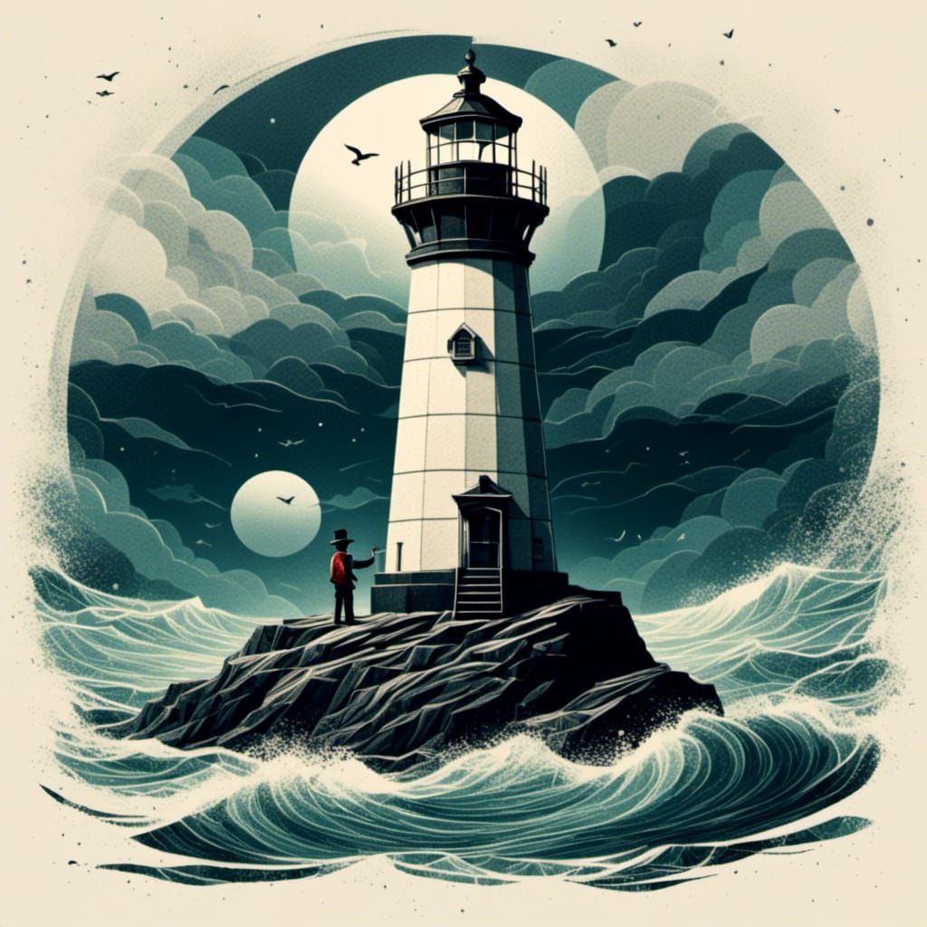 Lighthouse Keeper in Paper Art Style