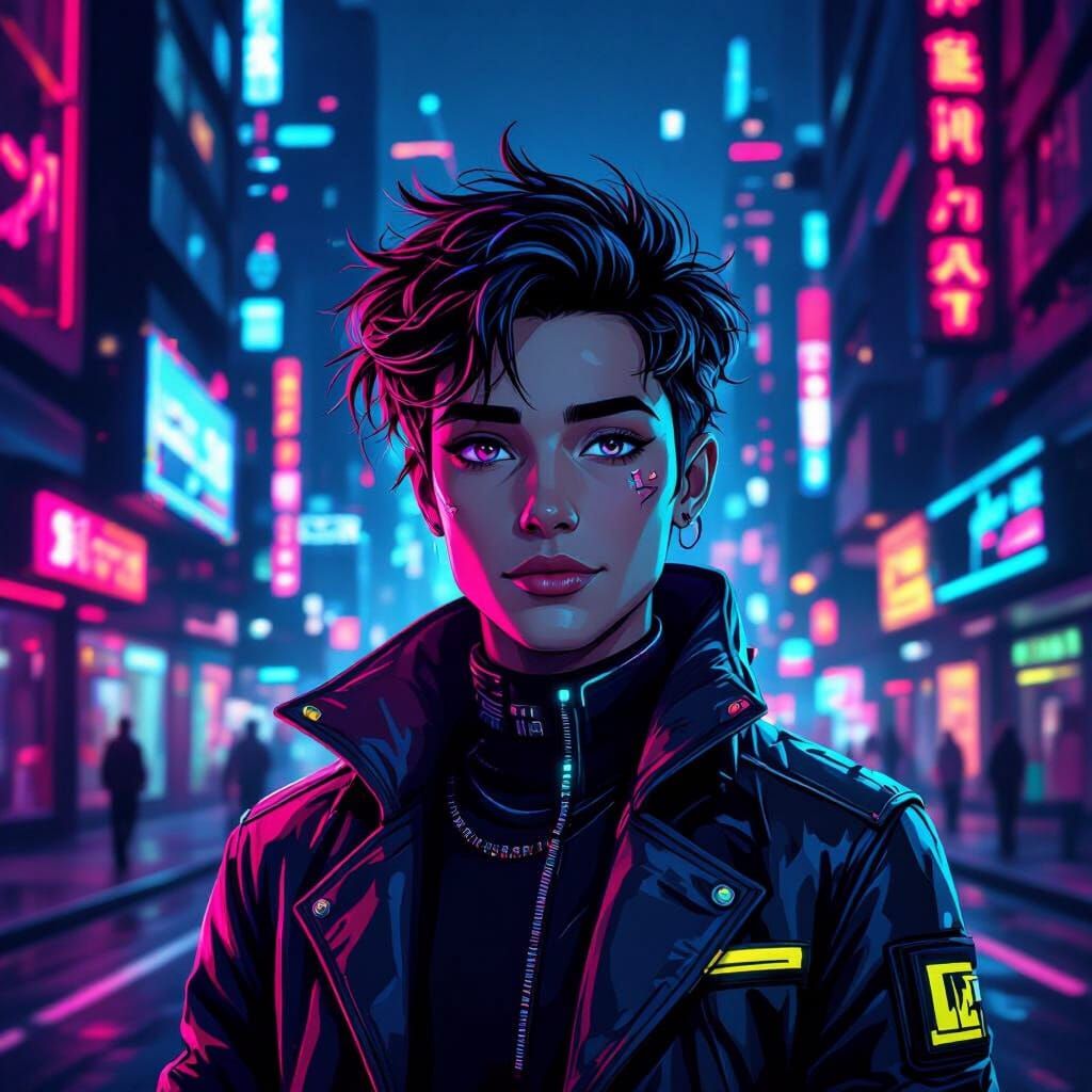 Pop Art Collectible Card with Neon Figure