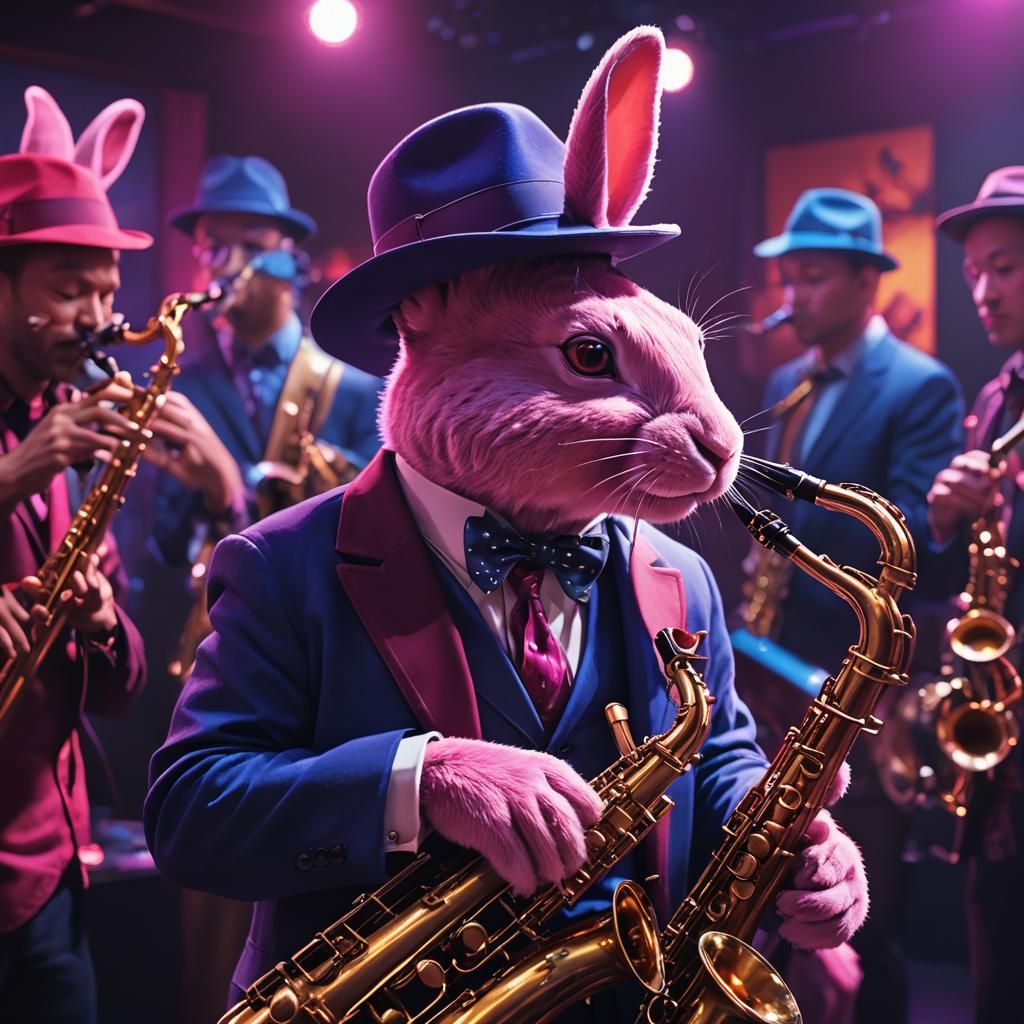 Pink Rabbit Saxophonist in a Jazz Club