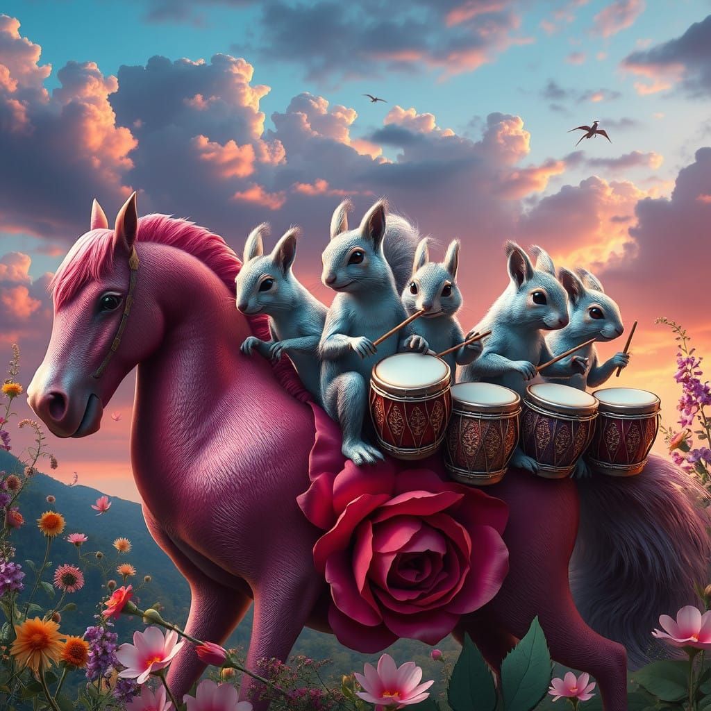 Whimsical Squirrels in Dreamlike World