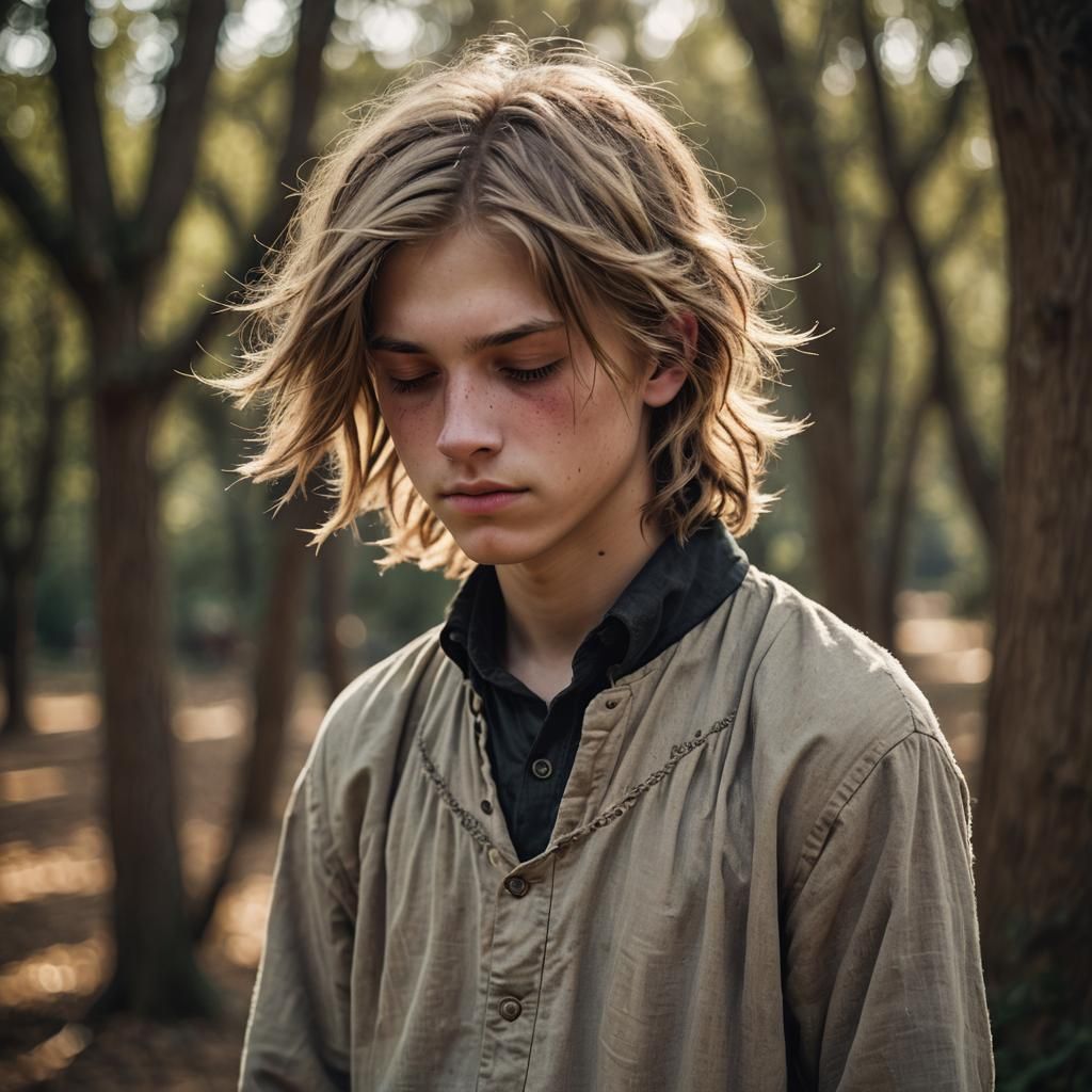 Victorian Boy Hiding in Shadows, Professional Photography