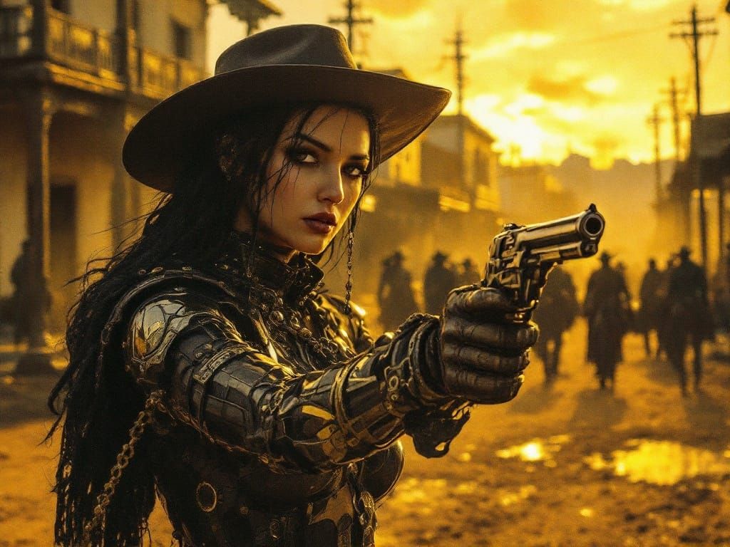 Golden Gunslinger, Chrome and Ghosts in Sunset Harmony