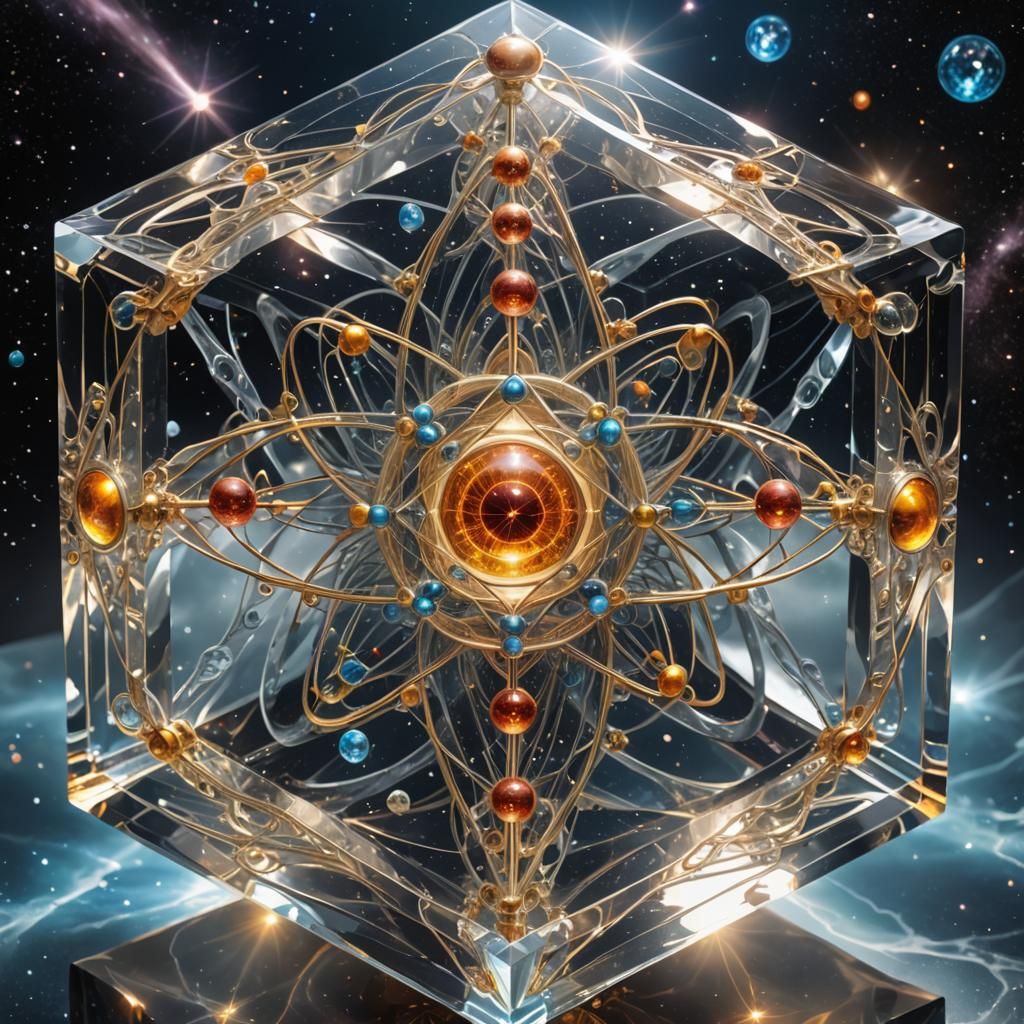 Atom God in Cosmic Crystal Cube
