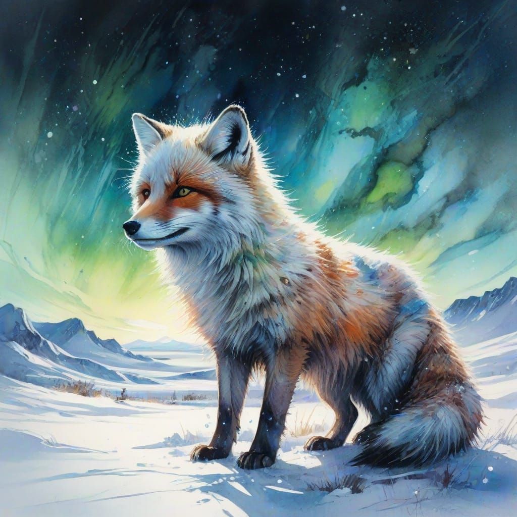 Ethereal Arctic Tundra Under Northern Lights