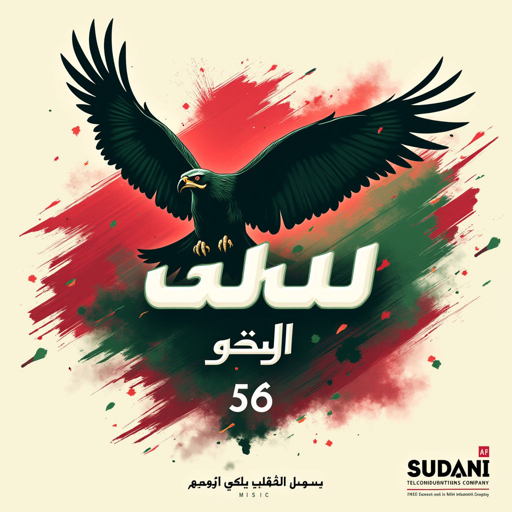 Patriotic Sudanese Falcons Poster with Arabic Calligraphy