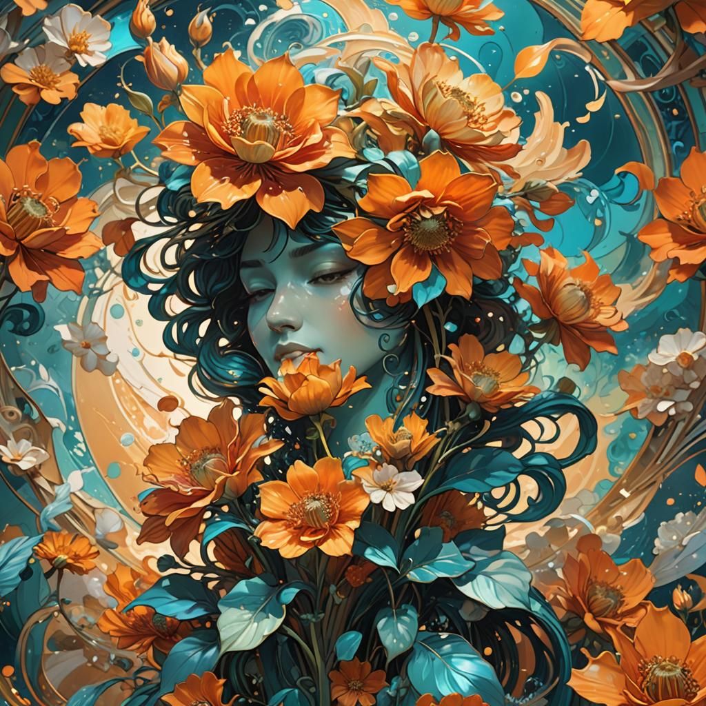 Vibrant Flower in Expressionist Neo-Impressionism Style