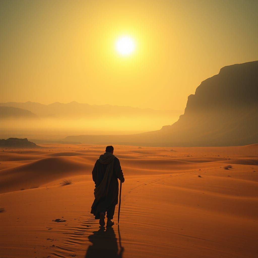 Desert Traveler in Ancient Fresco Style