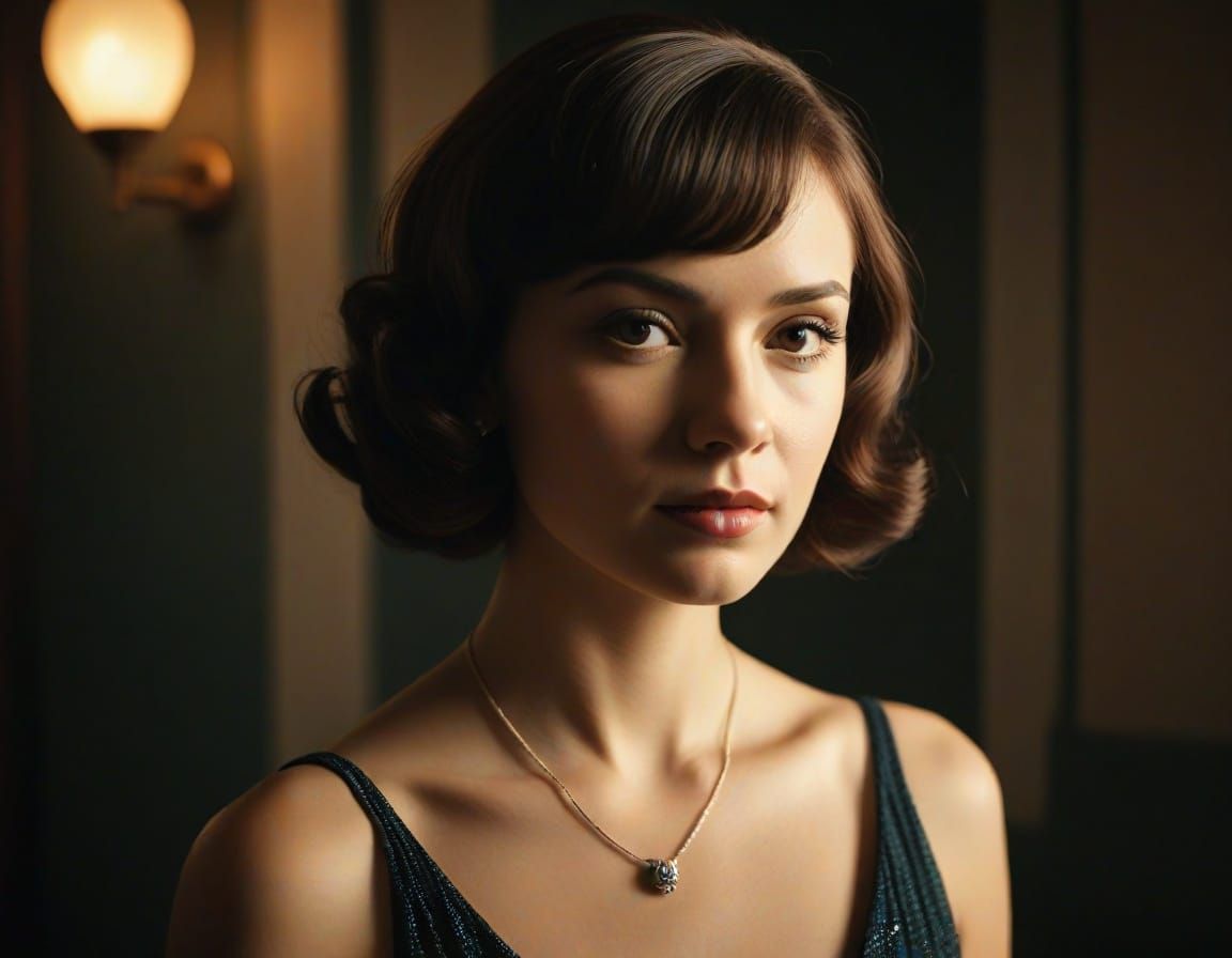 Art Deco Portrait in Moody Film Scene