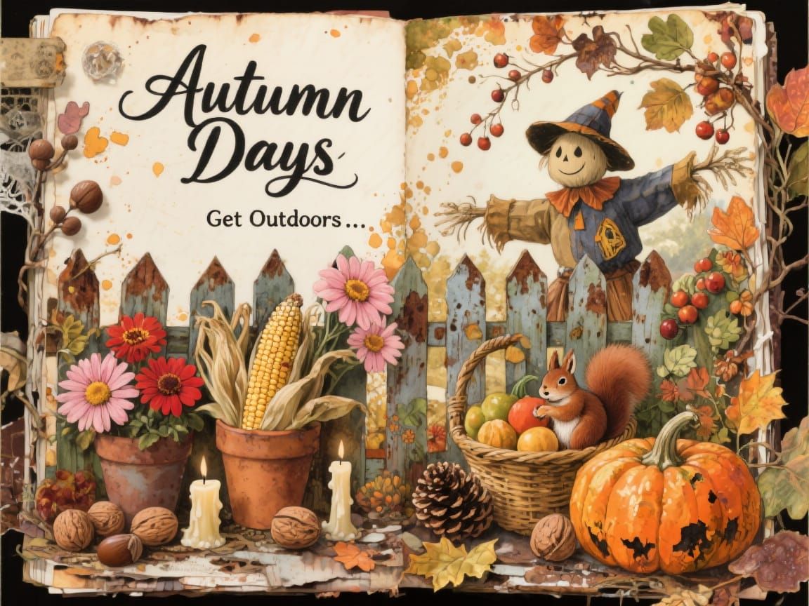 Charming Autumn Junk Journal Page with Seasonal Decor