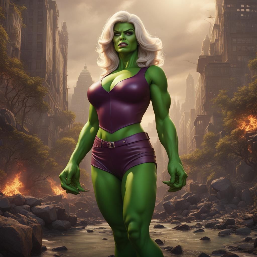 Jane Mansfield as She Hulk: Detailed Matte Painting